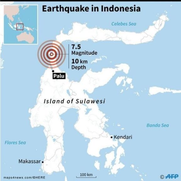 Map of the Indonesian earthquake. Source: AFP.