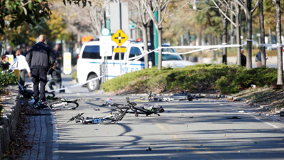The suspect drove the rented truck along a bicycle lane purposefully ramming into cyclists and pedestrians.