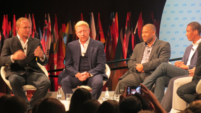Sports personalities Lucas Radebe, Ashwin Willemse, Francois Pienaar, Boris Becker, and John Barnes discussed sports as a drive for social change in society at the One Young World Summit. Picture:Sipho Kekana