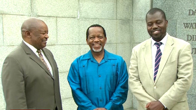Congress of the people leader Mosiuoa Lekota, African Christian Democratic Party leader Dr Kenneth Rasalabe Joseph Meshoe and African People's Convention leader Themba Godi. Picture:SABC
