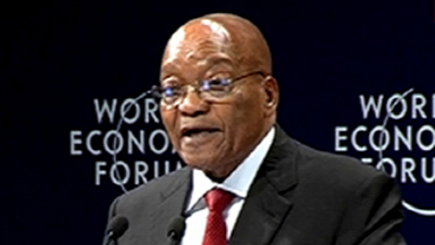 President Jacob Zuma answers questions during WEF Africa. Picture:SABC
