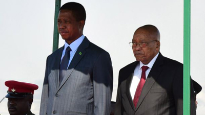 President Jacob Zuma and his Zambian counterpart Edgar Lungu during his visit to the country. Picture:Twitter@PresidencyZA