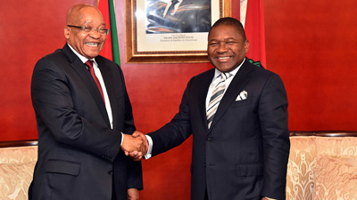 President Jacob Zuma and his host Filipe Jacinto Nyusi will co-chair the high level ministerial meeting Picture:SABC