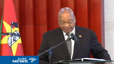 President Jacob Zuma says South Africa will continue to support Mozambique towards the attainment of lasting peace. Picture:SABC
