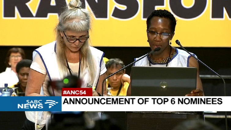 The nomination process is finished at the ANC elective conference underway in Nasrec.