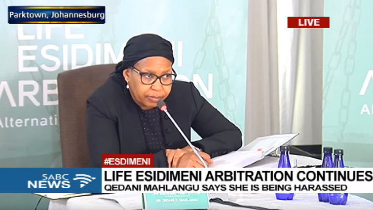 Former Gauteng Health MEC Qedani Mahlangu testifies at the Life Esidimeni hearings in Johannesburg.