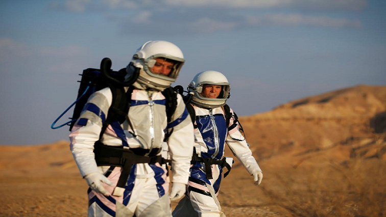Israeli scientists participate in an experiment simulating a mission to Mars, at the D-MARS Desert Mars Analog Ramon Station project of Israel's Space Agency, Ministry of Science, near Mitzpe Ramon.