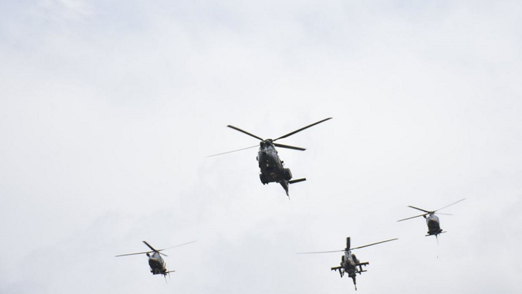 [FILE IMAGE] South African Air Force military helicopters on show.