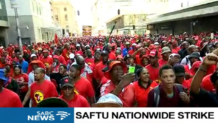 Thousands of people took part in the nation wide protest against R20 minimum wage.