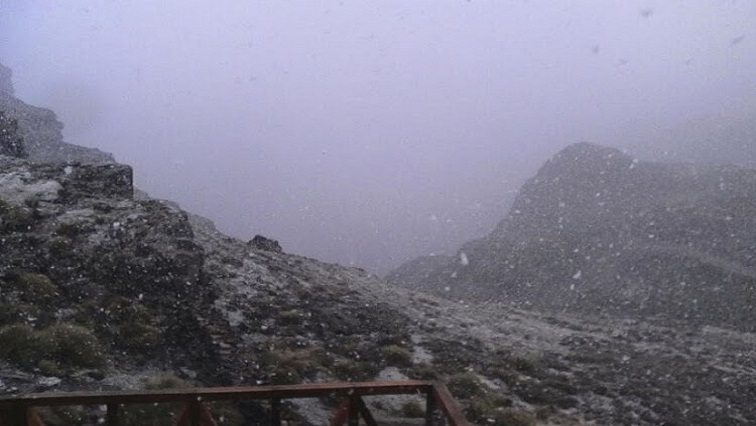 Saturday's snow fall on the top of Sani Pass.