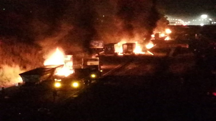 A total of 35 trucks were damaged, including 18 which were set alight.