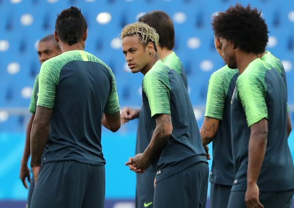Soccer Football - World Cup - Brazil Training - Rostov Arena, Rostov-on-Don, Russia - June 16, 2018   Brazil's Neymar with team mates during training   REUTERS/Marko Djurica