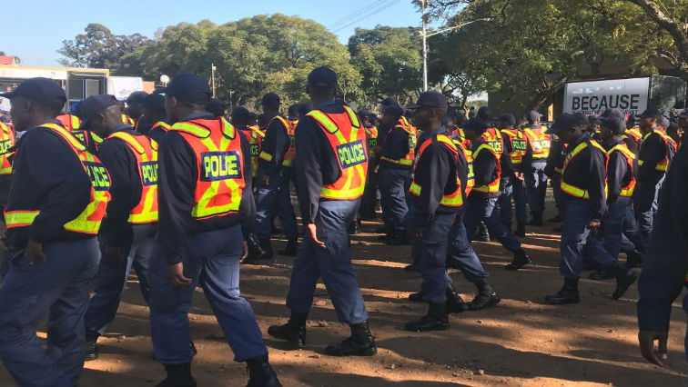 SAPS cadets joined the 100 Men March of no violence against women and children.