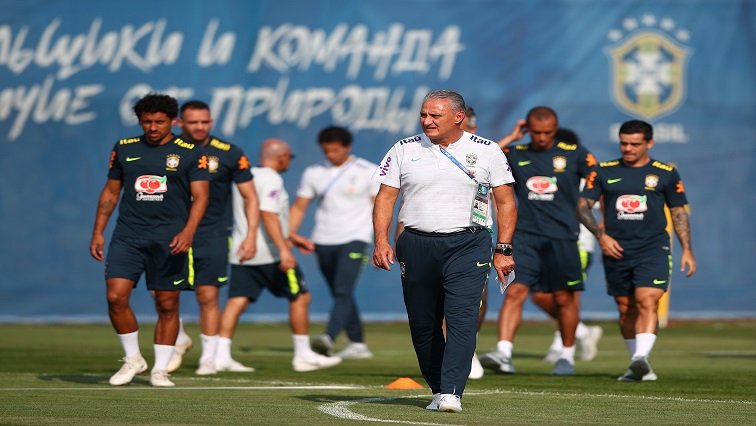 Brazil coach Tite during training.