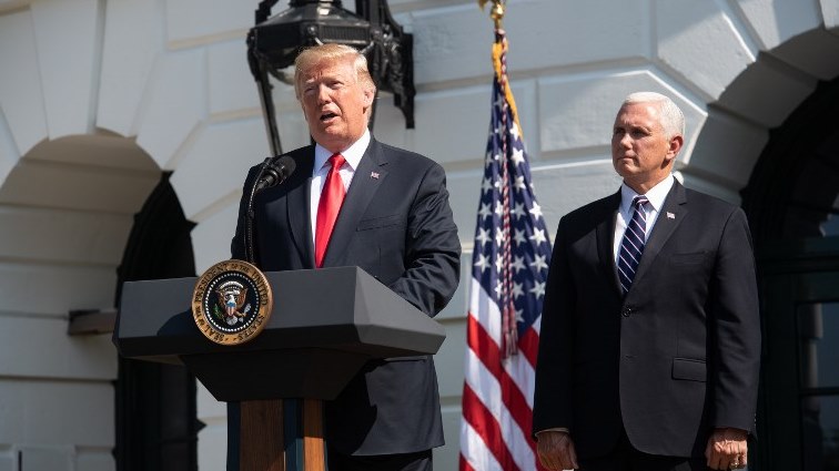 US President Donald Trump, with Vice President Mike Pence.