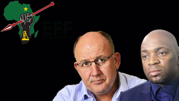 Athol Trollip and Solly Msimanga and EFF logo