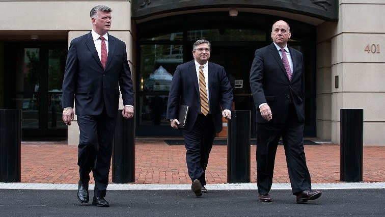 (L-R) Kevin Downing, Richard Westling and Thomas Zehnle, attorneys for former Trump campaign chairman Paul Manafort.
