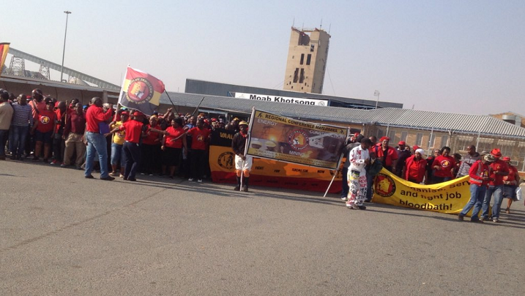 NUM members gathered at the Moab Khotsong Harmony Gold mine in the North West on Tuesday protesting against what they term as the exploitation of workers.