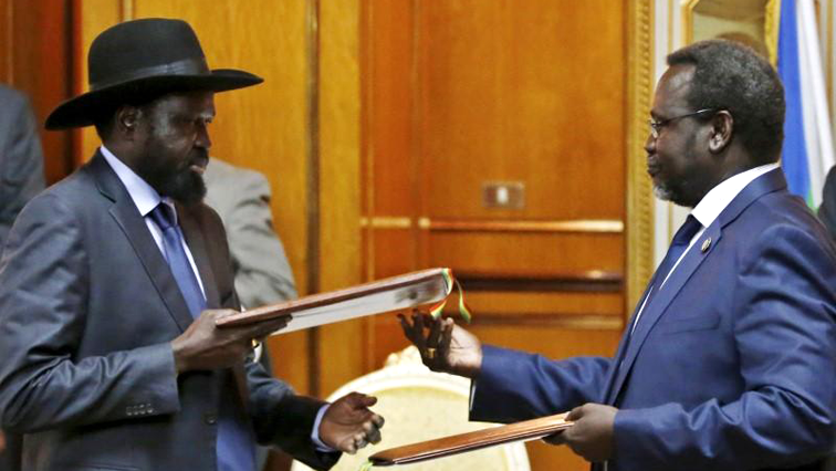 President Salva Kiir and his former vice president turned rebel leader Riek Machar signed a ceasefire and power-sharing agreement on Sunday.