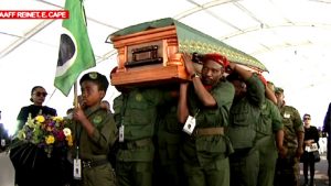 Zondeni Sobukwe's casket being carried