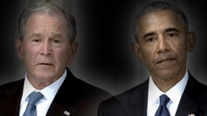 Former US presidents Bush and Obama