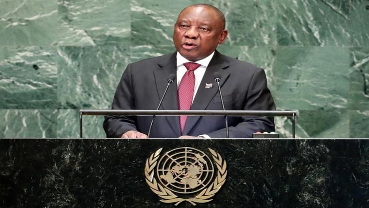 Cyril Ramaphosa speaking at the UN
