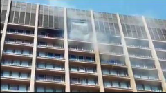 The Johannesburg building top floor on fire