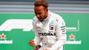 Lewis Hamilton celebrating