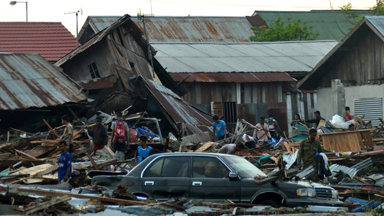Destruction after the earthquake and tsunami