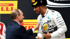 Lewis Hamilton with Russian president Vladimir Putin