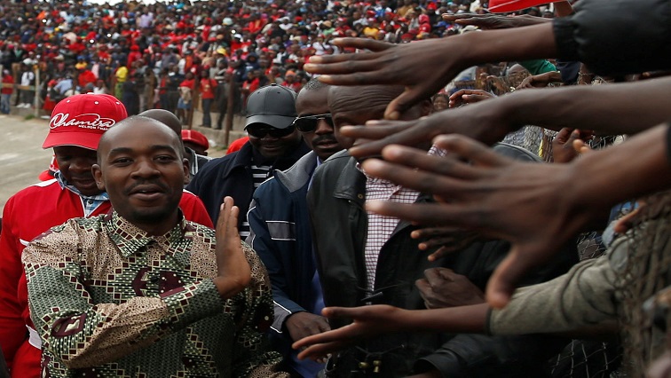 Nelson Chamisa greeting supporters