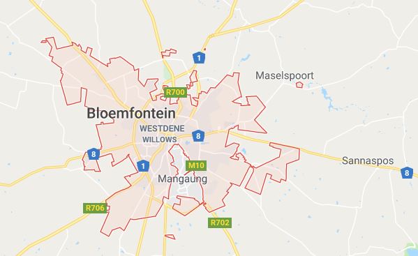 File image: A Google Map image of Bloemfontein tickets