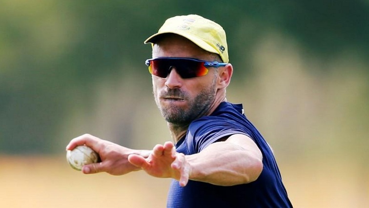 South Africa's captain Faf du Plessis throws a ball during a practice session ahead of their first One Day International (ODI) cricket match against Sri Lanka.