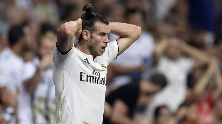 Real Madrid's Welsh forward Gareth Bale reacts during the Spanish league football