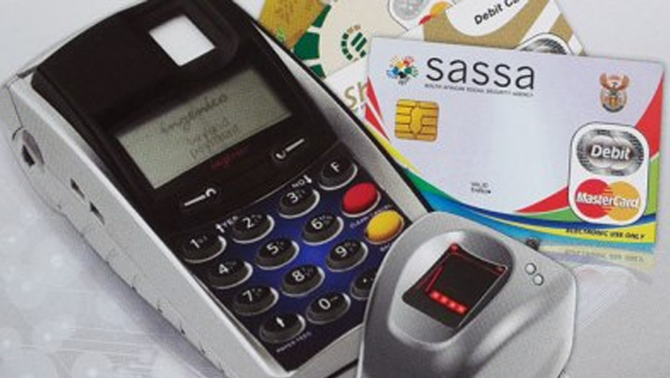A graphic of the Sassa card and card machine