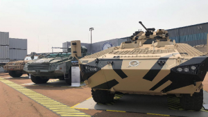 SA military vehicles on display.
