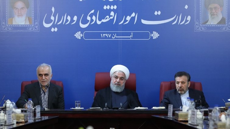 Iran's President Hassan Rouhani (C) attending a cabinet meeting in the capital Tehran.
