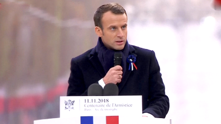 Macron spoke bluntly of the threat from nationalism, calling it a betrayal of moral values.