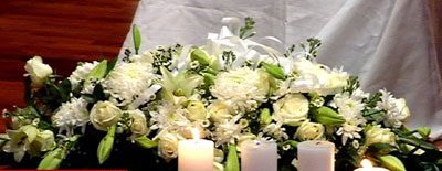 Flowers and candles from a memorial service