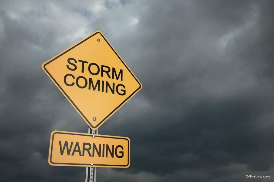 Storm coming warning sign