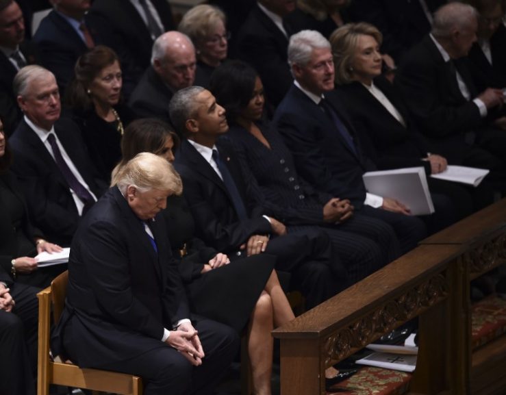 Former presidents and their spouses at the funeral