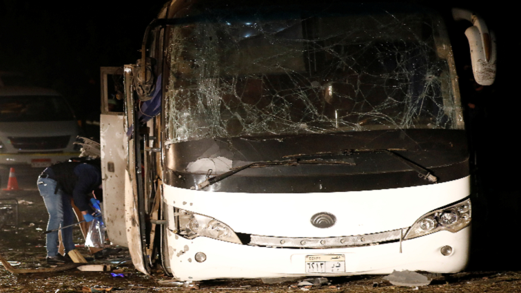 Bus damaged by bomb