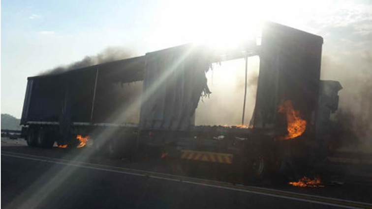 File Image of a burning truck