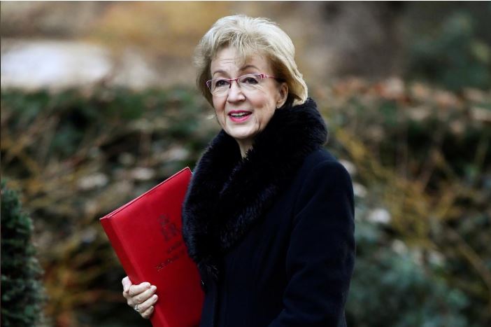Britain's Conservative Party's leader of the House of Commons Andrea Leadsom arrives at Downing Street in London.