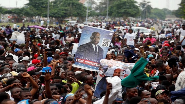 Supporters of Felix Tshisekedi, leader of the Congolese main opposition party, the Union for Democracy and Social Progress (UDPS) who was announced as the winner of the presidential elections, celebrate outside the party's headquarters in Kinshasa, Democratic Republic of Congo, January 10, 2019.