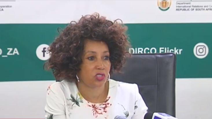 International Relations Minister Lindiwe Sisulu addressing the media on the DRC elections.