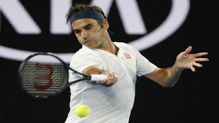 Switzerland's Roger Federer in action during the match against Taylor Fritz of the US.