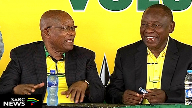 Former President Jacob Zuma together with current ANC President Cyril Ramaphosa.