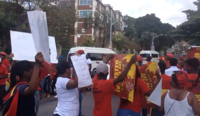Students protesting outside DUT campus