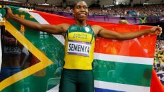 South Africa's Caster Semenya celebrates after she won silver in the women's 800m final at the London.